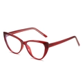 Montura de gafas cat-eye roja en TR90 con filtro de luz azul y acabado elegante - Rojo Transparente