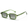 Occhiali da sole quadrati retrò in resina verde trasparente con lenti grigio scuro - Montatura Verde Oliva Lenti Verdi