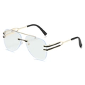 Lunettes aviateur sans monture dorées avec verres bleu clair et détails en métal - Standard / Monture Dorée Verres Transparents