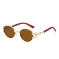 Steampunk oval sunglasses with gold lightning metal frame and brown lenses - Regular / Gold Frame Brown Lens