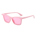 Modieuze felroze sportzonnebril met een dik volledig frame in een moderne stijl - Roze Frame / Roze Lenzen