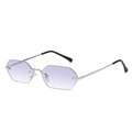 Rimless geometric sunglasses with purple gradient lenses and silver metal frame - Silver Frame Purple Lens