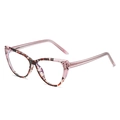 Cat-eye blue light blocking glasses with tortoiseshell frame and pink temple tips - Pink and Leopard Frame