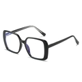 Occhiali classici con montatura quadrata grande in TR nero e lenti anti-luce blu - Montatura nero lucido