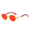 Occhiali steampunk con stanghette a fulmine dorate e lenti tonde rosse da donna - Standard / Standard montatura dorata lenti rosse (incl. IVA 13%)