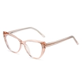 Cat-eye anti-blue light glasses with champagne pink TR90 transparent frames - Transparent Tea
