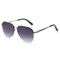 Occhiali da sole pilot vintage con doppio ponte in metallo e lenti sfumate viola - Regolare / Montatura Argento Lenti Grigie Sfumate