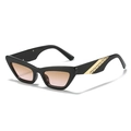 Occhiali da sole retrò cat-eye con montatura nera lucida e lenti sfumate rosa marrone - Montatura Nera Lenti Te Rosa
