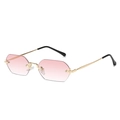Rimless hexagon sunglasses with pink gradient lenses and golden metal frames - Gold Frame Gradient Pink