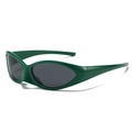Occhiali da sole sportivi avvolgenti verde scuro stile cyberpunk lenti ovali - Regolare / Montatura Verde Lenti Grigie