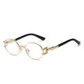 Occhiali steampunk con montatura in metallo dorato e dettaglio a forma di fulmine - Standard / Montatura dorata standard con lenti trasparenti