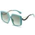 Oversized mint green square sunglasses with gold metal tortoiseshell temples and grey lenses - Regular / Green Frame Green Lens