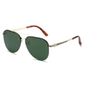 Retro pilot sunglasses with green lenses, gold metal frame and tortoiseshell tips - Regular / Gold Frame Dark Green Lenses