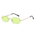 Frameless polygonal sunglasses with fluorescent green lenses and golden metal temples - Gold Frame Green