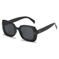 Modern square frame sunglasses with black lenses and stylish gold rivet accents - Black Frame Grey Lens