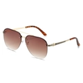 Classic aviator sunglasses with gold frames, brown gradient lenses and tortoiseshell tips - Regular / Gold Frame Brown Lens