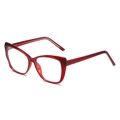 Montatura per occhiali cat-eye rosso traslucido retrò con elegante design a cerchio intero - Montatura rosso vino