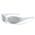 Y2K sporty sunglasses in white frame with silver reflective lenses for a futuristic look - Regular / White Frame Silver Mirror
