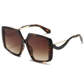 Oversized tortoise square sunglasses with brown gradient lenses and gold metal temples - Regular / Leopard Frame Gradient Brown Lens