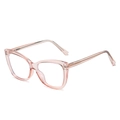 Fashionable crystal pink TR90 cat-eye frame glasses with blue light blocking lenses - Pink