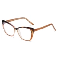 Monture de lunettes papillon rétro en écaille et dégradé ambre avec branches fines - Demi Brun