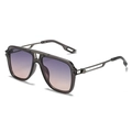 Lunettes aviateur avec monture grise transparente, verres dégradés et branches en métal - Monture Grise Verres Dégradés Gris Rose