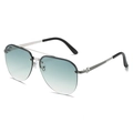 Occhiali da sole aviator in metallo argento con lenti sfumate blu-verdi e doppio ponte - Regolare / Montatura Argento Verde Sfumato