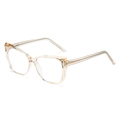 Monture de lunettes œil de chat rétro en or champagne translucide avec charnières - Monture Or Champagne