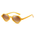 Retro geometric hexagonal sunglasses with bright yellow frames and brown gradient lenses - Regular / Standard Orange Frame with Tea Lenses (incl. 13% VAT)