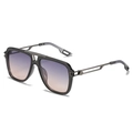 Lunettes de soleil aviateur monture noire avec verres dégradés et branches ajourées - Monture Noire Verres Gris Marron