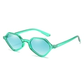 Green translucent geometric heart sunglasses with light blue lenses for a retro chic look - Regular / Standard (Incl. 13% Tax) Green Frame / Green Lenses
