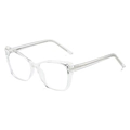 Monture de lunettes œil-de-chat transparente avec détails métalliques argentés - Monture Blanche Transparente