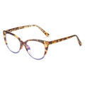 Montatura per occhiali cat-eye in TR90 leopardata con sfumatura viola e trasparente - Montatura Leopardo Sopra Blu Sotto