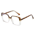 Montatura per occhiali quadrata TR90 con sfumatura di colore da leopardo marrone a trasparente - Leopardo su Trasparente