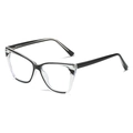 Stylish cat-eye TR frame optical glasses with black and transparent two-tone design - White & Black Frame with Copper Film (Standard with 13% VAT) / Regular