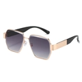 Champagne gold geometric frame sunglasses with grey gradient lenses and black temples - Gold Frame Gradient Gray Lens