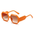 Retro orange hexagonal thick frame sunglasses with brown gradient lenses for women - Orange Frame Double Brown Lens