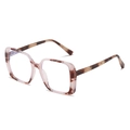 Pink tortoiseshell square large frame anti-blue light glasses with translucent finish - Pink Brown Leopard Frame