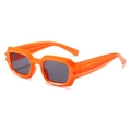 Cyberpunk square orange sunglasses with thick wavy temples and dark grey lenses - Orange Frame Gray Lens