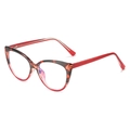 Retro cat eye glasses frame featuring red and tortoiseshell texture in TR90 material - Leopard Red