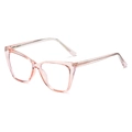 Stylish cat-eye TR glasses frame in transparent pink with lightweight resin design - Standard Pink Frame / Regular