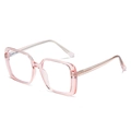 Pink transparent square oversized TR frames with anti-blue light clear lenses - Pink