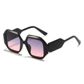 Polygon geometric sunglasses with black frame and purple-pink gradient lenses - Black Frame Grey Pink Lens