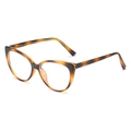 Retro cat-eye TR90 eyeglasses frame featuring a classic brown tortoiseshell pattern finish - Yellow Leopard Frame
