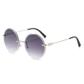 Chic rimless round sunglasses with purple gradient lenses and silver metal frames - Silver Frame Gradient Grey Lens