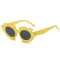 Bright yellow sunflower petal sunglasses with dark lenses for women and party wear - Yellow Frame Grey Lens