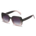 Square oversized sunglasses featuring pink gradient lenses and gold rivet accents - Grey Pink Gradient Frame Grey Lens