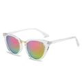 Transparent cat eye sunglasses with pink-green rainbow mirrored lenses and gold metal accents - Regular / Regular (Incl. 13% Tax) Transparent Frame Pink Lenses