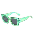 Stylish translucent green cat-eye square sunglasses with dark gray lenses and wavy temples - Green Stripe Frame Grey Lens
