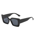 Classic black square cat-eye sunglasses with thick frames and dark grey lenses - Glossy Black Frame Grey Lens